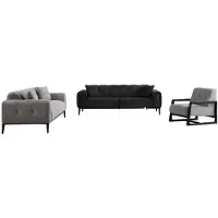 Xl Moebel Gmbh Salon noir et gris chic Ensemble de 3 places Fauteuil 3pcs