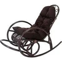 Mendler Fauteuil à bascule HWC-C40, fauteuil oscillant en rotin, marron ~ revêtement marron
