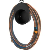 OEM Set de tuyaux d'eau, avec 2 raccords de tuyaux et support mural, taille universelle, rigidité à la torsion niveau 4 (sur 5), 15 m, Ø 1,3 cm, 2,05 kg, noir/orange/bleu