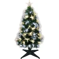 Christmas Decoration Sapin de Noël décoratif avec fibres lumineuses blanc chaud-froid 90 cm - Sapin à fibres optiques LED