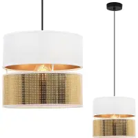 Light11 HOME Asti Duo Lampe À Suspendre Noir 1 Plat Or Blanc Abat-Jour Ts 20Cm