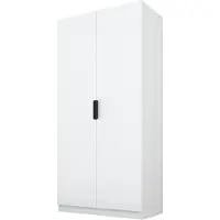 PAWS MÖBEL Armoire blanche basculante 100x52x200 cm, armoire ouverte à deux portes sans miroir, avec étagères et cintres