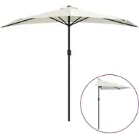 Syfax Parasol de balcon avec mât en aluminium Sable 270x144 cm Demi