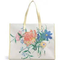Ted Baker sac shopper Floicon Canvas Embroidered Floral Icon Bag Natural multicolore