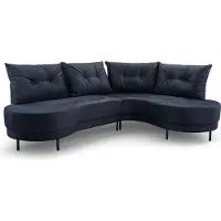 Bettso Canapé d'angle aux angles arrondis, modèle LUXOR, 287 cm, couleur noire, côté droit