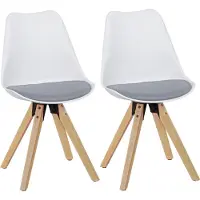Wohnling lot de 2 chaises de salle à manger rétro LIMA blanc/gris | chaise rembourrée
