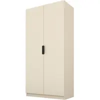 PAWS MÖBEL Armoire beige basculante 100x52x200 cm, armoire ouverte à deux portes sans miroir, avec étagères et cintres