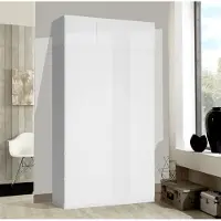 Extom Armoire de chambre à coucher, élément supérieur 137 cm, blanc mat / blanc brillant