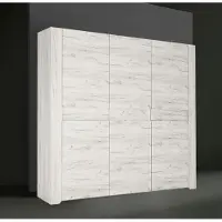 Extom Armoire pour adolescent en chêne blanc, 3 portes, 220 cm