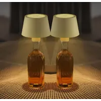 Northpoint Lot de 2 lampes de table LED rechargeables Lampe bouteille Lampe de table avec capteur tactile beige
