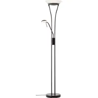 Brilliant Plafonnier LED noir FINN | Lampadaire à intensité variable avec bras de lecture | Luminosité réglable séparément | 21W 2500 lumens 3000 Kelvin | Métal/Verre
