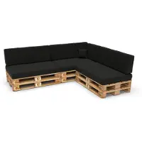 Pokar Coussins de palette Coussins de palette avec housse amovible Canapé de palette, Taille:Set de 8, Couleur:Noir