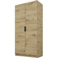 PAWS MÖBEL Armoire Artisan chêne basculante 100x52x200 cm, armoire ouverte à deux portes sans miroir, avec étagères et cintres