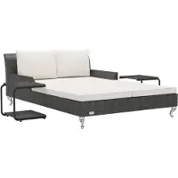 Syfax Chaise longue à 2 places avec coussins Résine tressée Noir