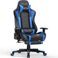 GTPLAYER Chaise de jeu avec Bluetooth Hi-Fi Stereo Music Speaker, Chaise de bureau Chaise de bureau, Design ergonomique multi-fonction(noir-bleu)