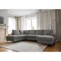 Miuform Lofty Lilly - Canapé d'angle avec fonction lit et coffre de lit U-FORM GAUCHE - 303 x 197 cm - Gris clair - Canapé-lit Canapé