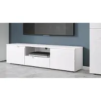 Feldmann-Wohnen Meuble TV bas Paris 160 x 40 x 43,7 cm, blanc brillant, 2 portes sans poignées