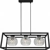 Light11 HOME Crystal Cage Lampe à suspendre - Plafonnier pour le salon chambre à coucher et salle à manger- Suspension en métal et verre - E27 - Chrome - 3-flamme