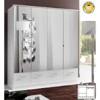 Wimex Armoire de chambre Imago blanche avec miroir, 4 portes, 180 cm