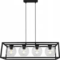Light11 HOME Haga Cage Lampe à suspendre - Plafonnier pour le salon, la chambre à coucher et la salle à manger - Suspension en métal et verre - E27 - Transparent - 4-flamme