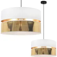 Light11 HOME Asti Duo Lampe À Suspendre Noir 1 Plat Or Blanc Abat-Jour Ts 40Cm