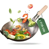 Pasoli Notre wok plat original 36cm, acier au carbone