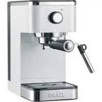 Graef Machine à expresso à porte-filtre Salita ES 401EU, blanche – 15 bars, réservoir d'eau de 1,25 litre, mousse de lait, fonction eau chaude, 1450 W, accessoires inclus