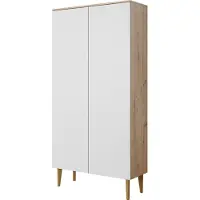PAWS MÖBEL BERGEN , Armoire, Armoire avec portes, Salon, 100x196x57, Chêne ARTISAN, Pieds en bois naturel, Style scandinave, Façades blanches