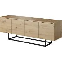 PAWS MÖBEL Armoire RTV debout sur pieds métalliques, 150x55x37, armoire TV, moderne, loft, industriel, chêne mat ARTISAN