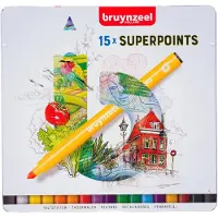 Bruynzeel Crayons feutres Superpunkt, lot de 15 couleurs - Crayons créatifs