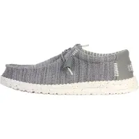 HeyDude pour homme. HD41898 Trainers Wally Stretch Sox grey (40), Tissu, Plat, Lacets, Casuel, Gris