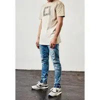 Cayler & Sons Pantalon en denim à empiècements C&S, effet vieilli, bleu clair/blanc - 3230