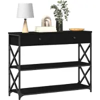 vidaXL Table Console avec tiroir Chêne noir 100 x 28 x 75 cm