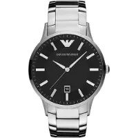 Giorgio Armani Emporio Montre Sport AR2457 — Chronographe en acier inoxydable, cadran noir, bracelet silicone, 50 m résistant