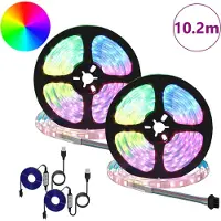 vidaXL : Lot de 2 bandes LED, noires et transparentes