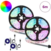 vidaXL : Lot de 2 bandes LED, noires et transparentes