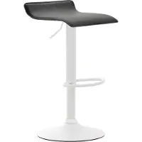 CLP Tabouret de bar Dyn V2, revêtement en similicuir, réglable en hauteur et pivotant | Couleur : noir. Structure : blanche