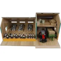 Kids Globe Van Manen Farming Kuh Stall mit Werkstatt 1:32 Holz ohne Tiere 610200