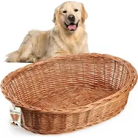 Kadax lit pour chiens et chats en osier, lit pour animaux domestiques en couleur naturelle, lit pour chiens (22x90x70cm)