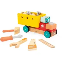 Janod Camion en bois Brico'kids - avec accessoires pour outils