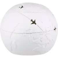 Gilde Lampe de table , modèle "Weltenbummler", motif de cartes du monde, porcelaine, blanche, conditionnement : 1 pièce, hauteur : 19 cm, diamètre : 23 cm. Référence : 32166. Code EAN : 4063387321669