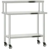 Syfax Table de travail de cuisine avec étagère 110x55x120 cm inox