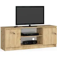 Akord Meuble TV en chêne Artisan 140 cm avec 2 portes et 1 tiroir
