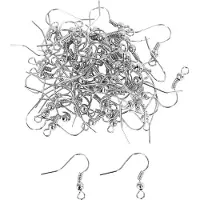 Creativ Company Crochets d'oreilles avec boule, 18 mm, argenté, VS, 100 pcs.