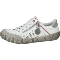 Rieker Femmes Slipper Cuir Chaussure basse fermeture éclair légère antidérapante L0355, Taille:41 EU, Couleur:Blanc