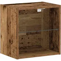 vidaXL Étagère flottante avec lumière LED Marron 40 x 28,5 x 40 cm