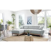 Miuform Dazzling Daisy - Canapé d'angle avec fonction lit et coffre de lit Canapé avec chaise longue réversible - 260x164cm - Gris clair - Canapé-lit Canapé