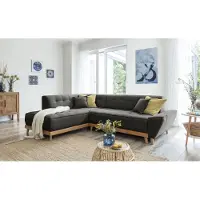 Miuform Dazzling Daisy - Canapé d'angle avec fonction lit et coffre de lit L-FORME GAUCHE - 253x190cm - Anthracite - Canapé-lit Canapé