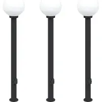 vidaXL Borne lumineuse avec prise électrique, 3 pièces, 120 cm, noir, IP44