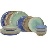 Cookinglife Set de vaisselle - Assiettes et bols - Aqua Maris - 18 pièces